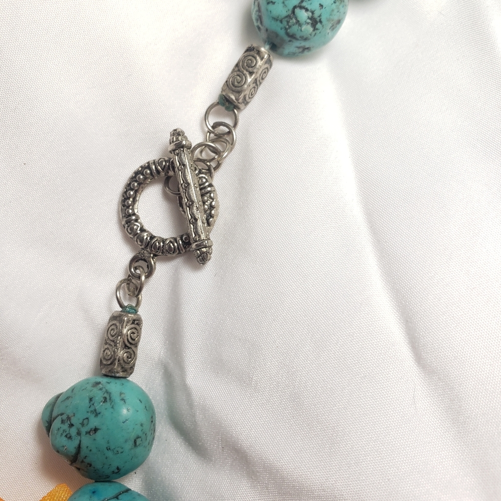 SALE!! Chunky Faux Turquoise Necklace - Picture 5 of 7
